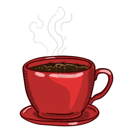 Téléchargez les illustrations : Dessin animé vectoriel Coupe Rouge de café Americano - en licence libre de droit