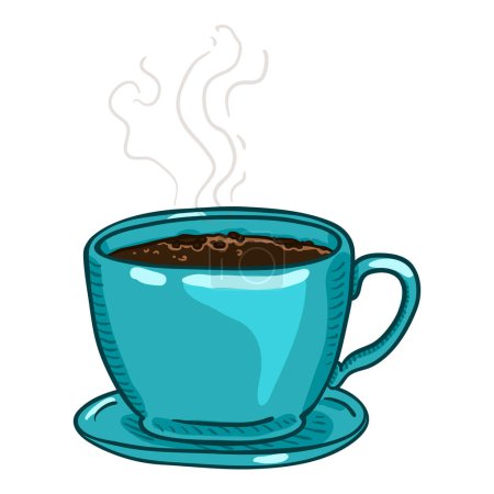 Téléchargez les illustrations : Vector Cartoon Turquoise tasse de café - en licence libre de droit