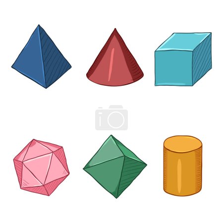 Illustration for Vector Set of Cartoon Colorful Geometry Shapes on White Background - Royalty Free Image