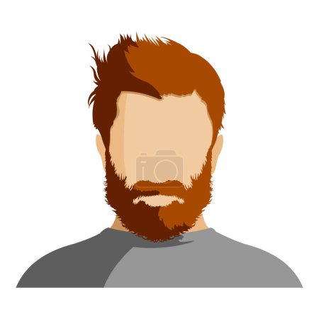 Illustration for Vector Flat Man Avatar. No Face with Red Hair and Beard - Royalty Free Image