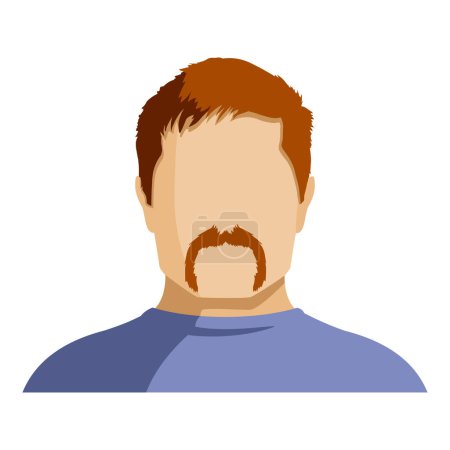 Illustration for Vector Flat Man Avatar. No Face with Red Hair and Moustache - Royalty Free Image