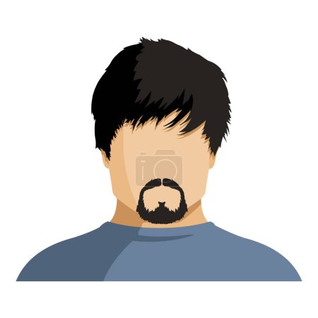 Illustration for Vector Flat Man Avatar. No Face with Black Hair and Goatee Beard - Royalty Free Image