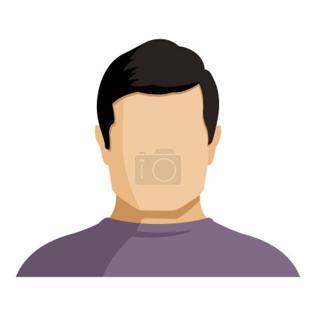 Illustration for Vector Flat Man Avatar. No Face with Black Hair - Royalty Free Image