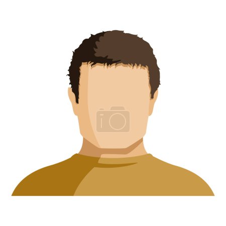 Ilustración de Vector Flat Man Avatar. Sin rostro con cabello castaño - Imagen libre de derechos