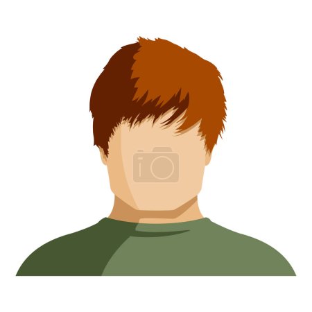 Ilustración de Vector Flat Man Avatar. Sin rostro con el pelo rojo - Imagen libre de derechos