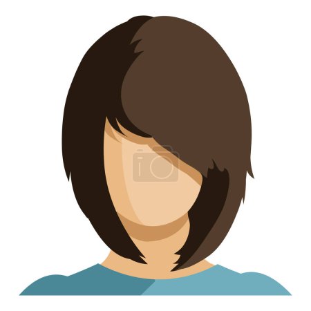 Téléchargez les illustrations : Avatar féminin plat vectoriel. Pas de visage femme Userpic avec cheveux bruns - en licence libre de droit