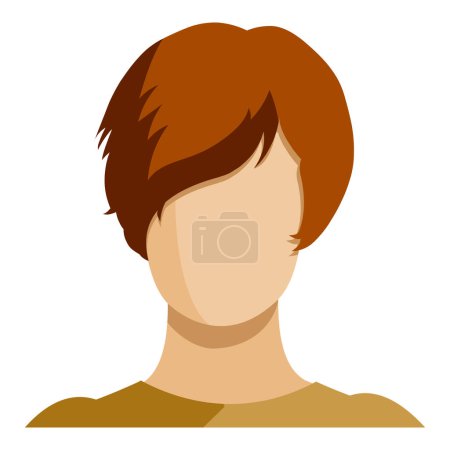 Téléchargez les illustrations : Avatar féminin plat vectoriel. Pas de visage femme Userpic avec cheveux courts rouges - en licence libre de droit