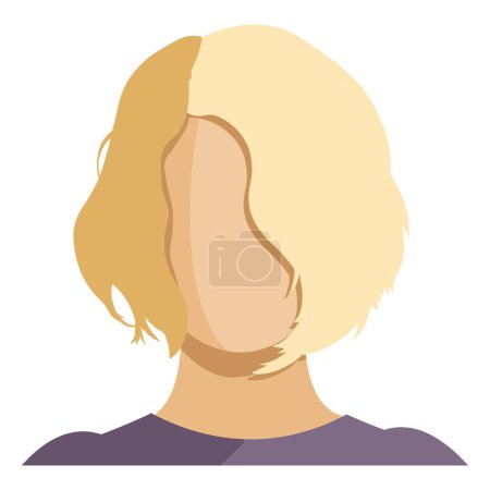 Téléchargez les illustrations : Avatar féminin plat vectoriel. Avatar de femme sans visage avec cheveux blonds courts - en licence libre de droit