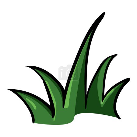 Ilustración de Green Grass Doodle Icon. Ilustración de un solo color de dibujos animados - Imagen libre de derechos