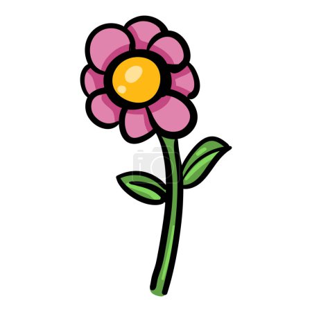 Illustration for Flower Doodle Icon. Single Cartoon Color Illustration - Royalty Free Image