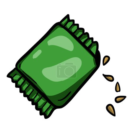 Illustration for Seeds Package Doodle Icon. Single Cartoon Color Illustration - Royalty Free Image