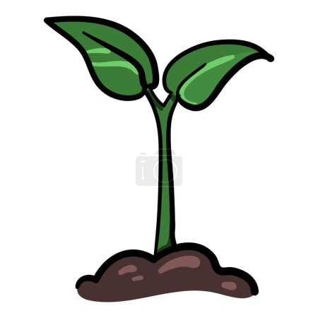 Illustration for Sprout Doodle Icon. Single Cartoon Color Plant Illustration - Royalty Free Image