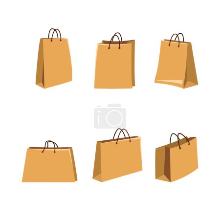 Illustration for Vector Set of Flat Paper Shopping Bags on White Background - Royalty Free Image