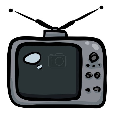 Téléchargez les illustrations : Icône de télévision vectorielle Doodle sur fond blanc - en licence libre de droit