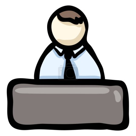 Illustration for Administration Desk with Employee Doodle Icon - Royalty Free Image