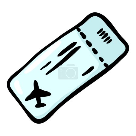 Illustration for Plane Ticket Doodle Icon on White Background - Royalty Free Image