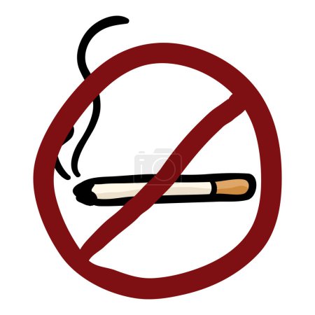 Ilustración de No fumes Doodle Icon. Señal de prohibición única - Imagen libre de derechos
