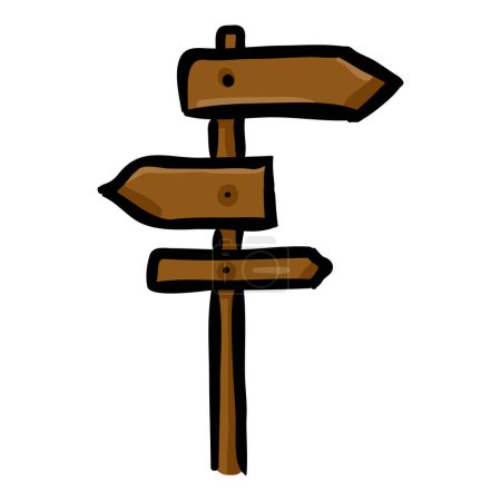 Illustration for Single Road Sign Doodle Icon - Royalty Free Image
