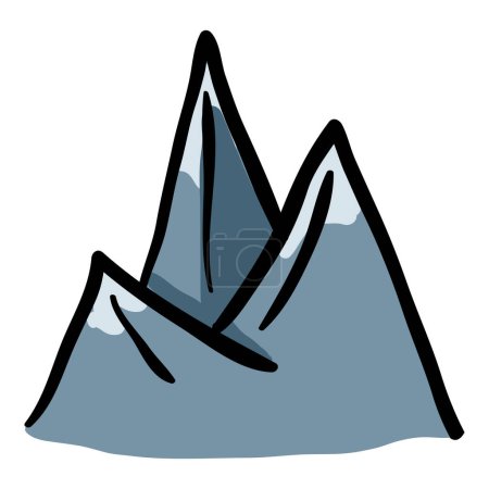 Illustration for Single Mountains Doodle Icon on White Background - Royalty Free Image