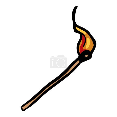 Illustration for Single Safety Match Doodle Icon - Royalty Free Image