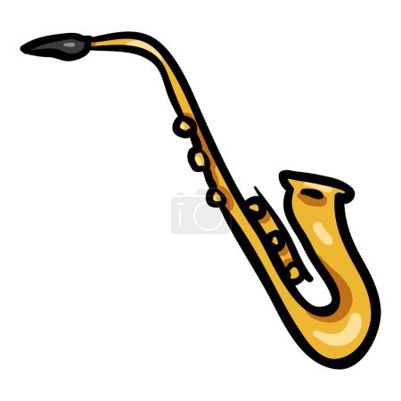 Téléchargez les illustrations : Saxophone Instrument de musique Vecteur Doodle Icône - en licence libre de droit