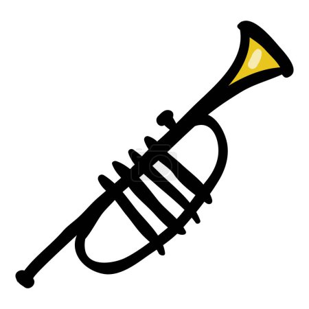 Téléchargez les illustrations : Icône vectorielle instrument de musique trompette Doodle - en licence libre de droit