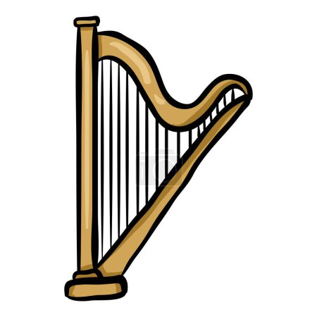 Ilustración de Harp Instrumento Musical Vector Doodle Icono - Imagen libre de derechos
