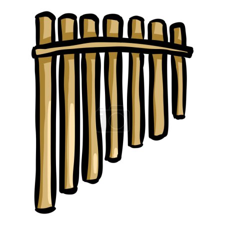 Illustration for Pan Flute Musical Instrument Vector Doodle Icon - Royalty Free Image