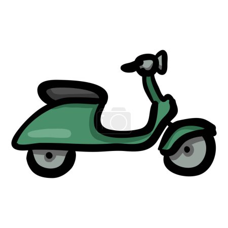 Illustration for Vector Single Moped Doodle Icon - Royalty Free Image