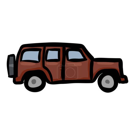 Illustration for Vector Single SUV Car Doodle Icon - Royalty Free Image