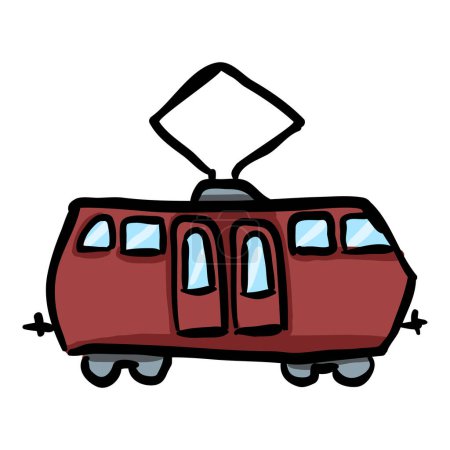 Illustration for Vector Single Tram Doodle Icon - Royalty Free Image