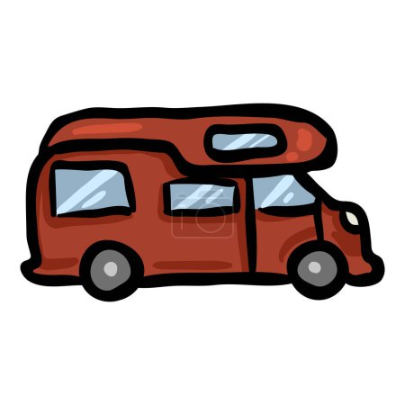 Illustration for Vector Single Motor Home Doodle Icon - Royalty Free Image