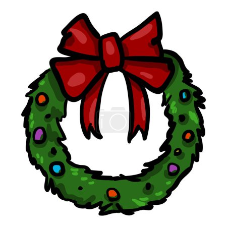 Illustration for Christmas Wreath - Hand Drawn Doodle Icon - Royalty Free Image