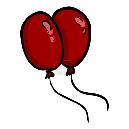 Illustration for Two Red Air Balloons - Hand Drawn Doodle Icon - Royalty Free Image