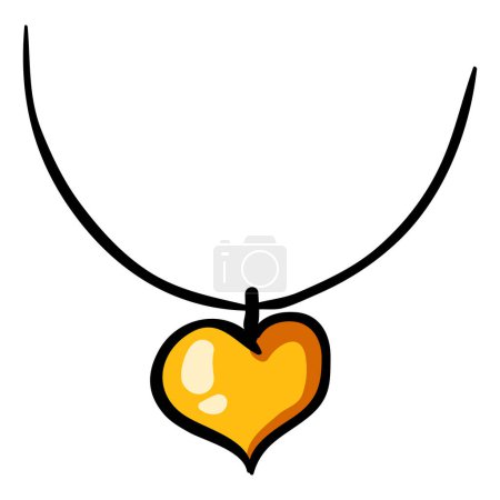 Ilustración de Colgante de corazón - Icono de Doodle dibujado a mano - Imagen libre de derechos
