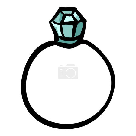 Illustration for Diamond Ring - Hand Drawn Doodle Icon - Royalty Free Image