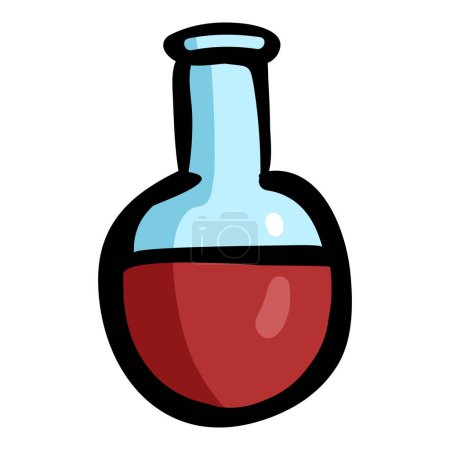 Illustration for Flask with Chemical Solution - Hand Drawn Doodle Icon - Royalty Free Image