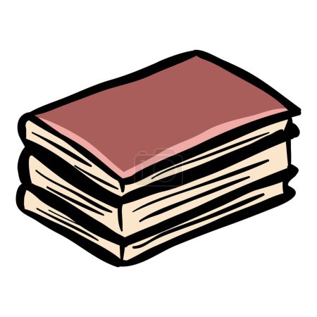 Téléchargez les illustrations : Pile de livres - Icône de caniche dessinée à la main - en licence libre de droit