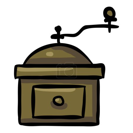 Ilustración de Molino de café - Doodle dibujado a mano icono - Imagen libre de derechos