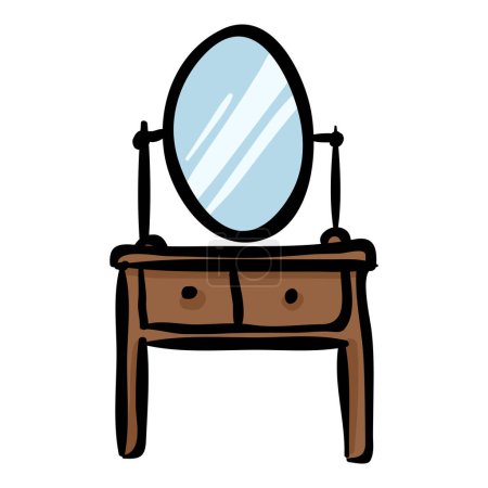 Téléchargez les illustrations : Table d'habillage avec miroir - Icône de caniche dessinée à la main - en licence libre de droit