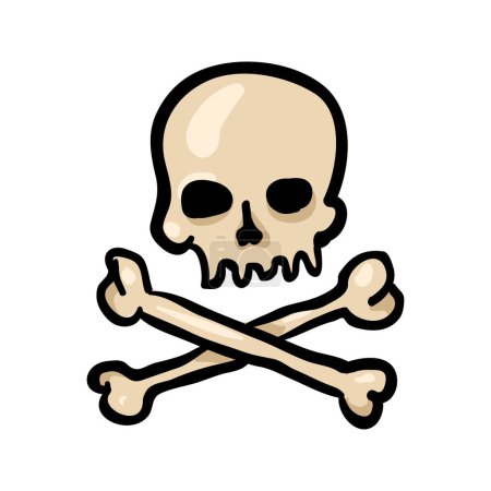 Illustration for Skull and Crossbones - Single Halloween Doodle Icon - Royalty Free Image