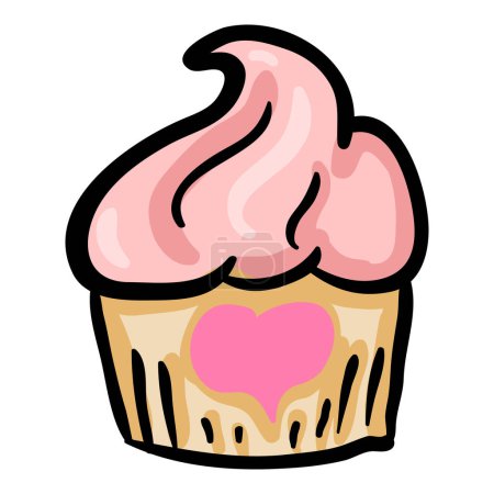 Téléchargez les illustrations : Gâteau d'amour - Icône de caniche dessinée à la main - en licence libre de droit