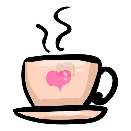 Téléchargez les illustrations : Café avec amour - Icône de caniche dessinée à la main - en licence libre de droit
