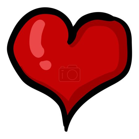 Illustration for Red Heart - Hand Drawn Doodle Love Icon - Royalty Free Image