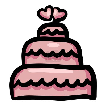 Téléchargez les illustrations : Gâteau de mariage - Icône de caniche dessinée à la main - en licence libre de droit