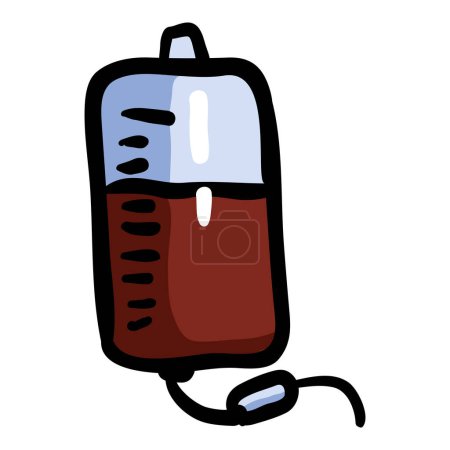 Ilustración de Transfusión de sangre - Icono de Doodle dibujado a mano - Imagen libre de derechos