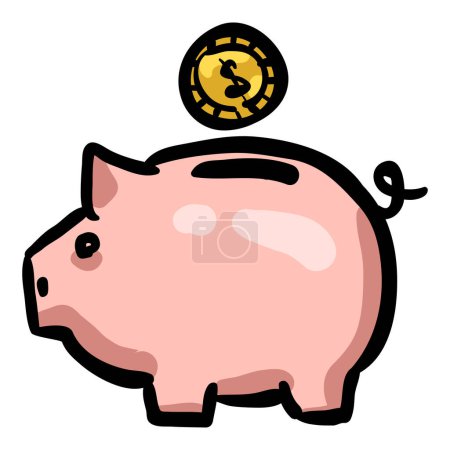 Illustration for Piggy Bank Hand Drawn Doodle Icon - Royalty Free Image