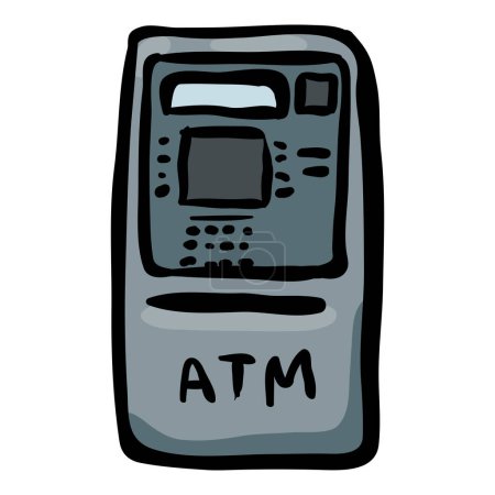 Ilustración de Icono de Doodle dibujado a mano ATM - Imagen libre de derechos