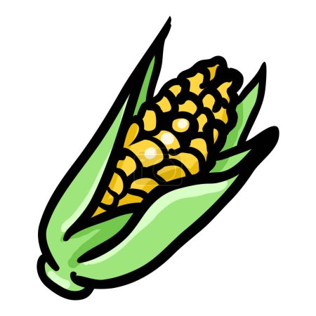 Illustration for Corn Hand Drawn Doodle Icon - Royalty Free Image