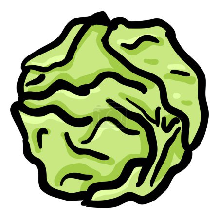 Illustration for Cabbage Hand Drawn Doodle Icon - Royalty Free Image